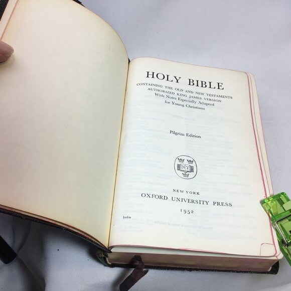 Holy Bible Pilgrim Edition Oxford Press 1952 2nd Ed. Black Leather Cover - Picture 7 of 15
